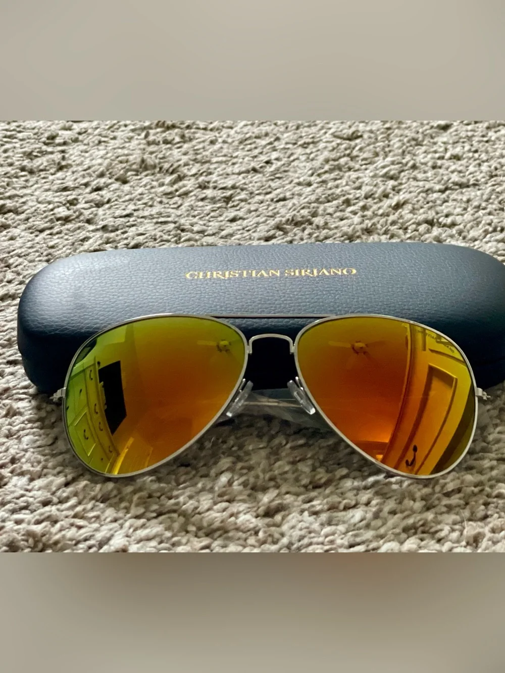 Christian Siriano Aviator Sunglasses Orange Mirrored Lenses